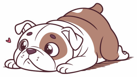 English Bulldog dog rejected cries forest vector. AI generated. Vector iconのイラスト素材