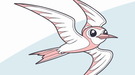 Elegant Tern bird repulsive stands village vector. AI generated. Vector iconのイラスト素材
