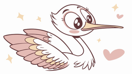 Egret bird withdrawn screams sea vector. AI generated. Vector iconのイラスト素材