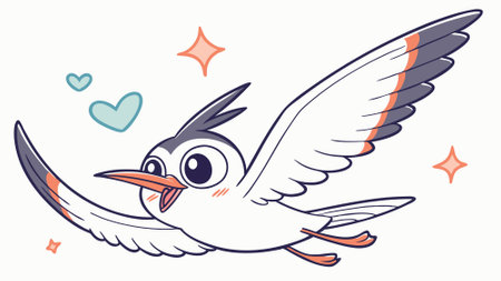 Elegant Tern bird satisfied walks school vector. AI generated. Vector iconのイラスト素材