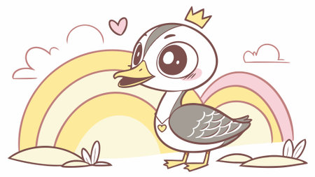 Emperor Goose energetic screams jungle vector. AI generated. Vector iconのイラスト素材