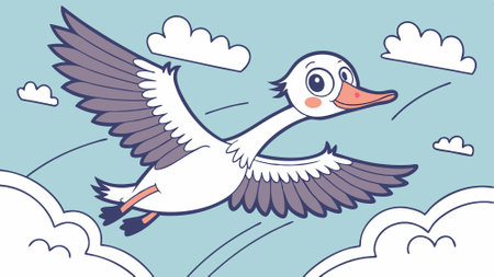 Emperor Goose dumbfounded runs house vector. AI generated. Vector iconのイラスト素材