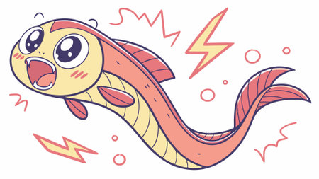 Electric Eel fish nervous angry desert vector. AI generated. Vector iconのイラスト素材