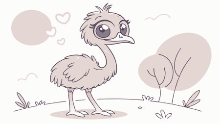 Emu bird lively laughs lake vector. AI generated. Vector iconのイラスト素材