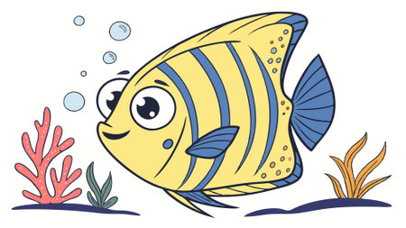 Emperor Angelfish fish devoted goes desert vector. AI generated. Vector iconのイラスト素材