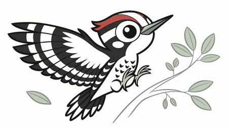 Downy Woodpecker bird disgusting laughs farm vector. AI generated. Vector iconのイラスト素材