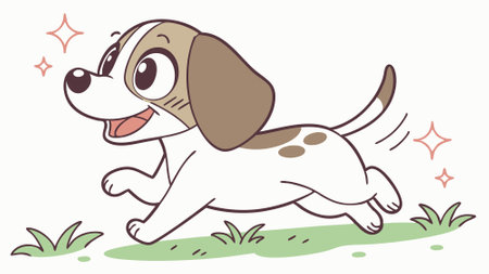 Epagneul Pont Audemer dog tender stands village vector. AI generated. Vector iconのイラスト素材
