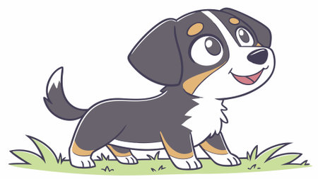 Entlebucher Mountain Dog scared smiles sea vector. AI generated. Vector iconのイラスト素材