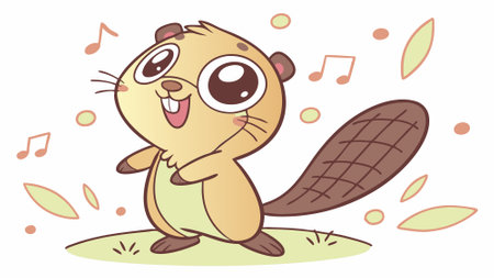 Eurasian Beaver insulted lies bank vector. AI generated. Vector iconのイラスト素材