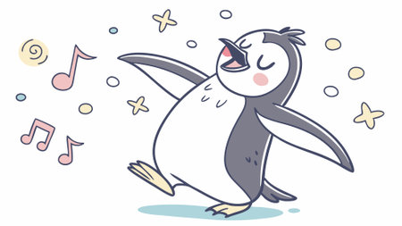 Erect-Crested Penguin welcoming screams city vector. AI generated. Vector iconのイラスト素材