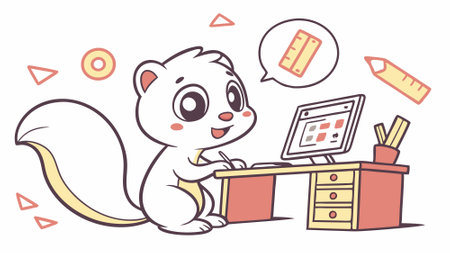 Ermine rodent agile angry island vector. AI generated. Vector iconのイラスト素材