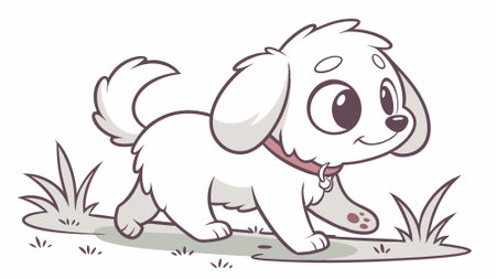 Eskipoo dog exhausted runs office vector. AI generated. Vector iconのイラスト素材