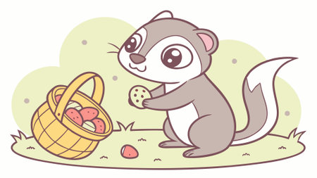 European Polecat rodent scared rests sea vector. AI generated. Vector iconのイラスト素材