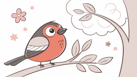 Eurasian Bullfinch bird oppressive laughs village vector. AI generated. Vector iconのイラスト素材