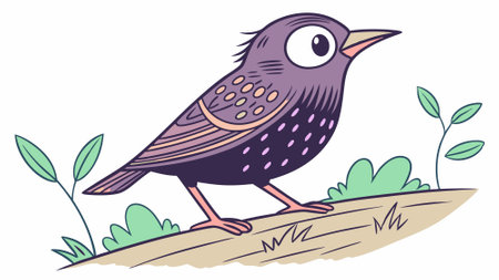 European Starling bird timid smiles sea vector. AI generated. Vector iconのイラスト素材