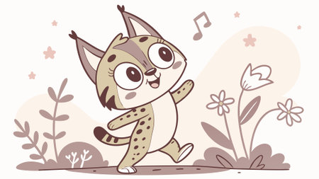 Eurasian Lynx trembling rests jungle vector. AI generated. Vector iconのイラスト素材