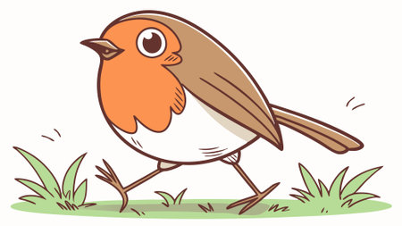 European Robin bird stunned cries house vector. AI generated. Vector iconのイラスト素材
