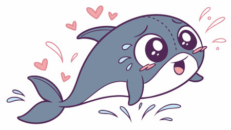 False Killer Whale fish shy cries office vector. AI generated. Vector iconのイラスト素材