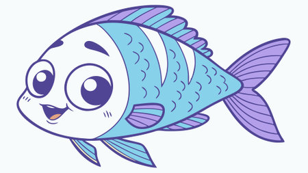 Fiji Blue Devil Damsel Fish shy passionate runs forest vector. AI generated. Vector iconのイラスト素材