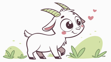 Fainting Goat hostile lies jungle vector. AI generated. Vector iconのイラスト素材
