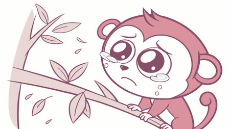 Finger Monkey beneficent cries forest vector. AI generated. Vector icon