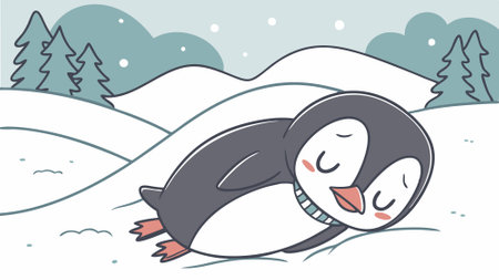 Fiordland Crested Penguin helpful smiles garden vector. AI generated. Vector iconのイラスト素材
