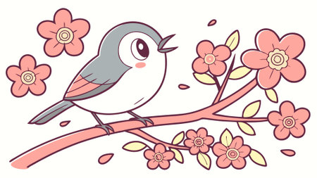 Flowerpecker bird victorious sits farm vector. AI generated. Vector iconのイラスト素材