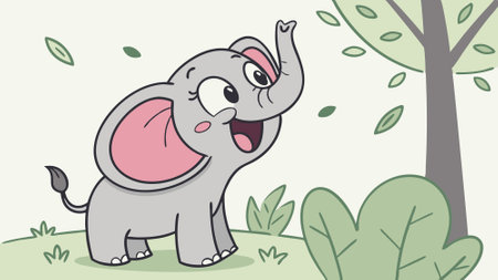 Forest Elephant shy runs office vector. AI generated. Vector iconのイラスト素材