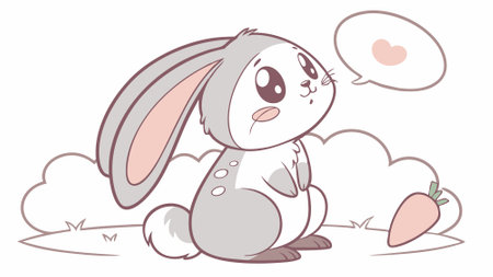 French Lop rabbit helpful stands village vector. AI generated. Vector iconのイラスト素材