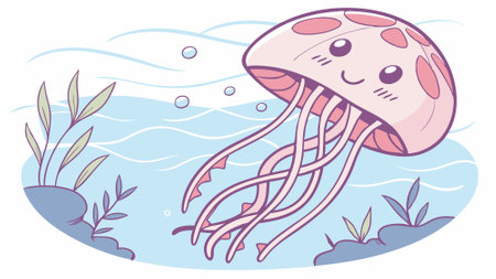 Freshwater Jellyfish stupid lies jungle vector. AI generated. Vector iconのイラスト素材