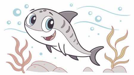 Frilled Shark fish blissful screams garden vector. AI generated. Vector iconのイラスト素材