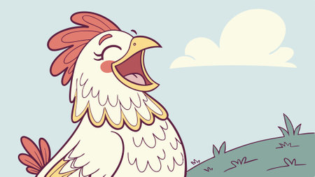 Frizzle Chicken dumbfounded cries house vector. AI generated. Vector iconのイラスト素材