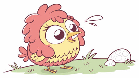 Frizzle Chicken enthusiastic laughs lake vector. AI generated. Vector iconのイラスト素材