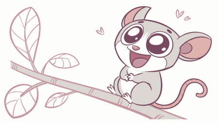 Galago monkey helpful runs village vector. AI generated. Vector iconのイラスト素材