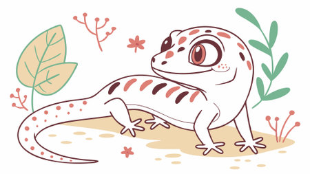 Galapagos Gecko lizard soft smiles garden vector. AI generated. Vector iconのイラスト素材