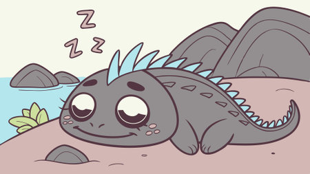 Galapagos Marine Iguana hopeless angry city vector. AI generated. Vector iconのイラスト素材