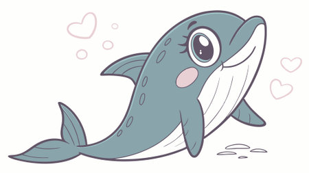 Galapagos Minke Whale fish lively runs lake vector. AI generated. Vector iconのイラスト素材