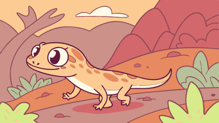 Galapagos Lava Lizard harsh stands forest vector. AI generated. Vector iconのイラスト素材