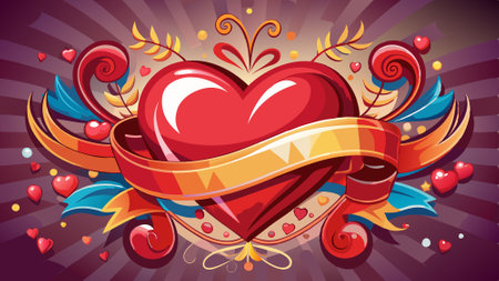 A Valentine's Day background adorned with a red heart and ribbon. exuding love and warmth.. AI generated. Vector iconのイラスト素材