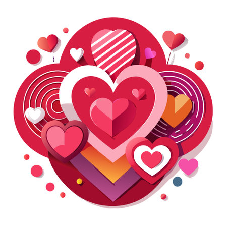 Creative modern valentines hearts cutouts composition. Love background. AI generated. Vector iconのイラスト素材