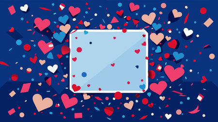 Background with heart confetti. Valentine's Day theme. Minimalistic design. Square. . AI generated....