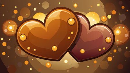 Cute hearts Brown. Valentine's Day. bokeh lights Micro hearts.. AI generated. Vector iconのイラスト素材