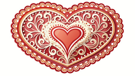 Elegant Scalloped Paper Heart Cutout Isolated on Pristine White Background. AI generated. Vector iconのイラスト素材