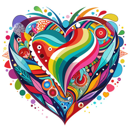 Heart abstract paint. colourful valentines background. valentine's day. art illustration. AI generated. Vector iconのイラスト素材