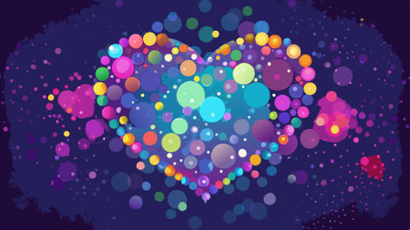 Heart Shaped Bokeh. Glowing Colorful Lights for Valentine's Day Texture Background. AI generated. Vector iconのイラスト素材