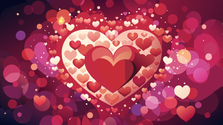 Heart bokeh background. Valentine's day. Romantic background.. AI generated. Vector iconのイラスト素材