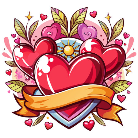 Happy valentines day celebration hearts banner with text space. AI generated. Vector iconのイラスト素材