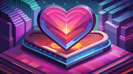 Illustration of glowing valentines day heart on nice structured light matte colored surface. AI generated. Vector iconのイラスト素材