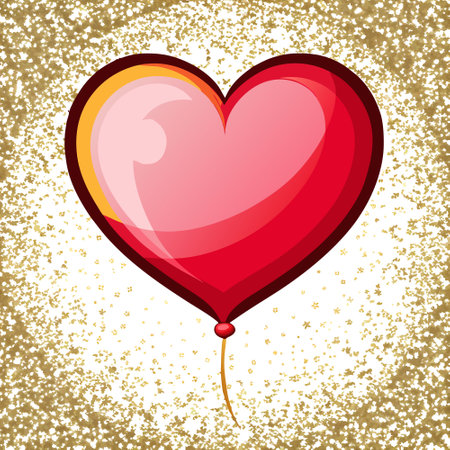 Heart shape balloon with copy space luxury glitter background. Valentine's or wedding backdrop banner. wallpaper .. AI generated. Vector iconのイラスト素材