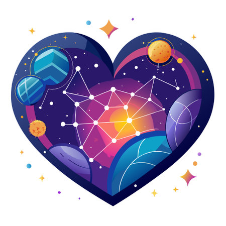 Heart shaped constellation in a starry sky symbolizing love and connection. AI generated. Vector iconのイラスト素材